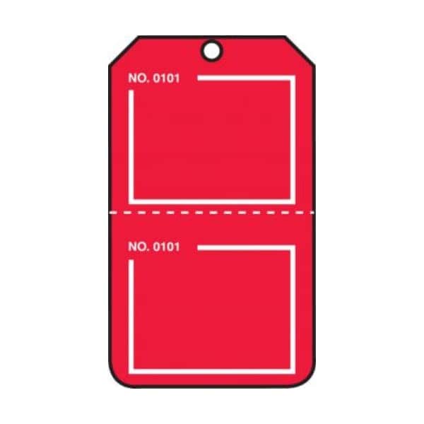 Accuform Safety Tags, Blank, Numbered, Perforated, Red, 5.75in x 3.25in, PF-Cardstock, 25PK TPP223CTP - main